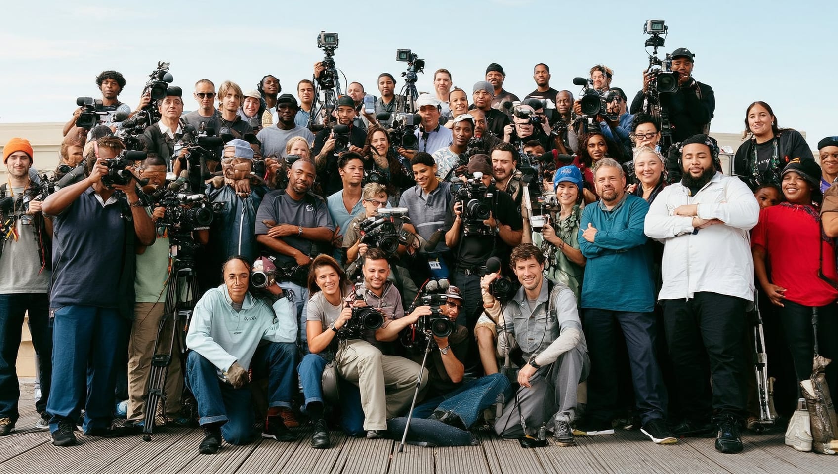 Camera crew filming a large-scale brand campaign on location